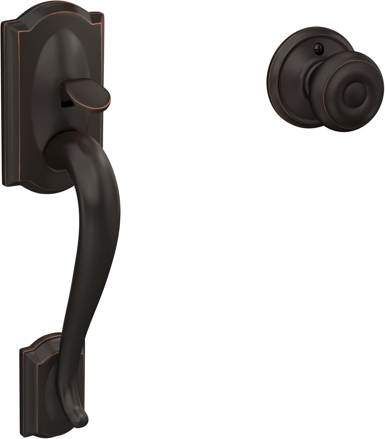 Entry Handleset Grip with Interior Knob, Aged Bronze Finish